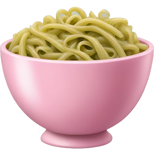 large pink bowl full of pesto pasta emoji