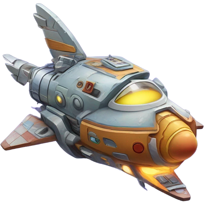 broken space ship, cartoony emoji