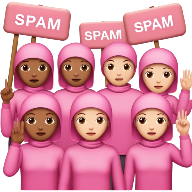 artists in pink protesting for spam meat emoji