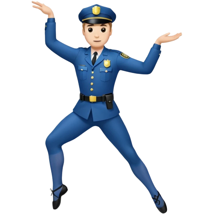white male cop doing ballet emoji
