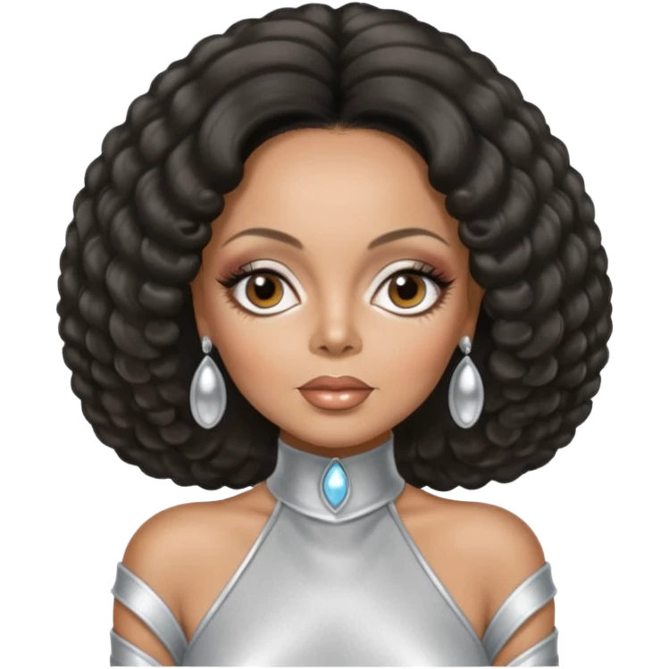 Diana Ross from The Supremes with dark brown hair, silver outfit emoji