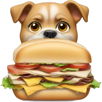 Dog eating sandwich and drive a f1 car  emoji