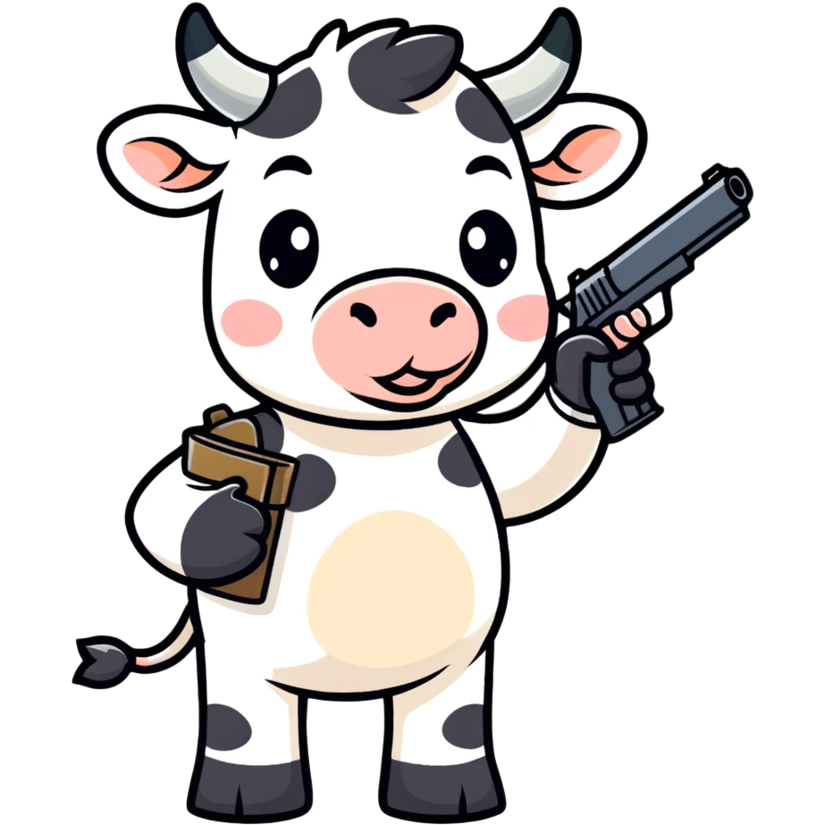 cute cow holding a gun emoji