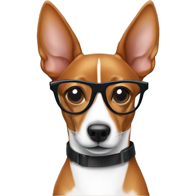 Basenji with glasses emoji
