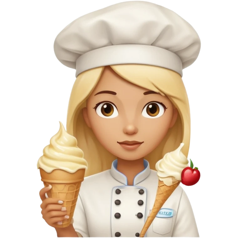 girl chef holding ice cream emoji