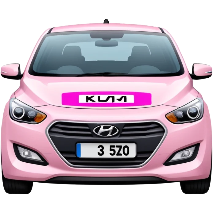 White Hyundai i30 with pink KELLIE number plate emoji