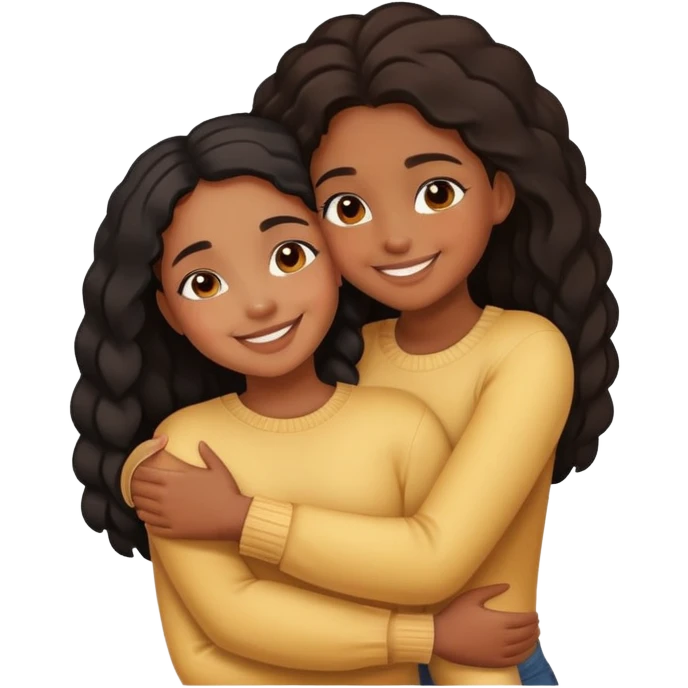 black girls hugging emoji