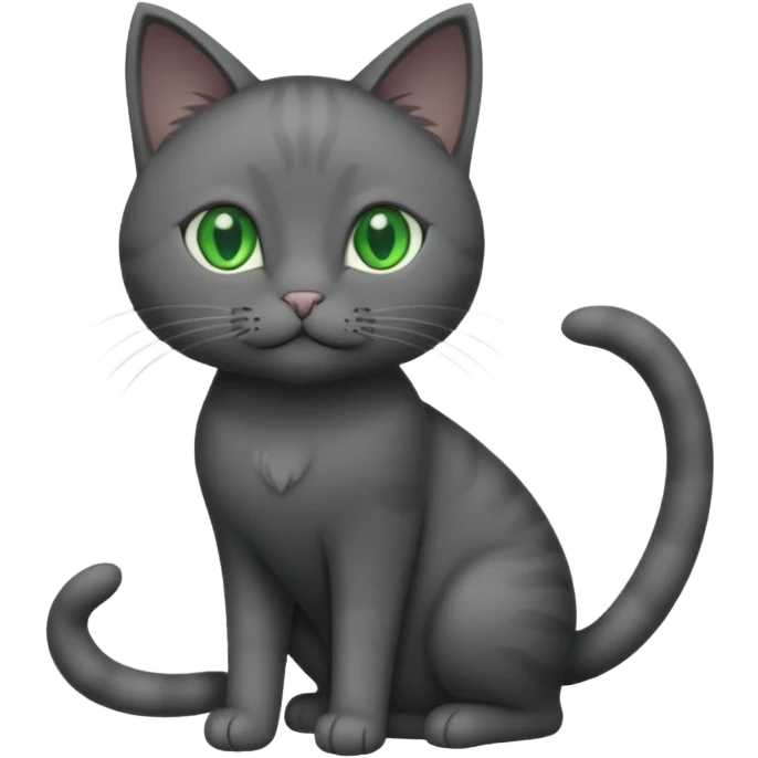 full body solid dark grey cat with green eyes and white paws and whiskers emoji