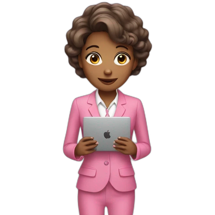 girl with computer wearing pink suit emoji