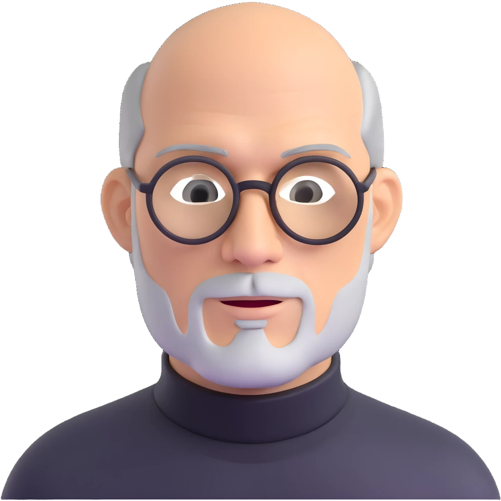 Steve Jobs with black turtleneck, round glasses, beard emoji