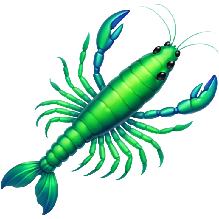 emoji of a headless glowing green shrimp emoji