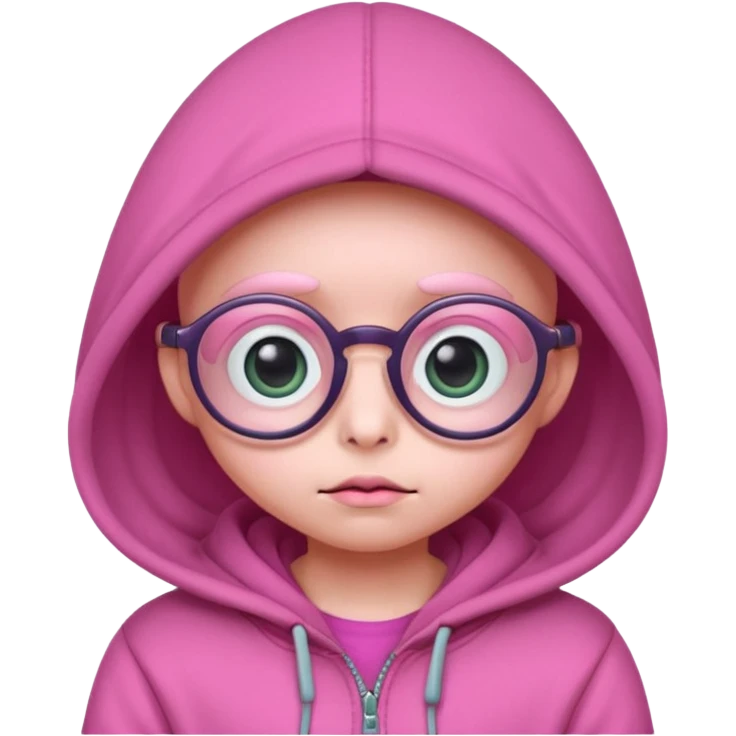 Aliens Pink, hoodie, cute big eyes, glass emoji