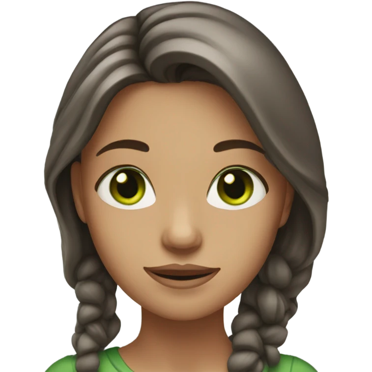 Female professional long brown hair green eyes emoji