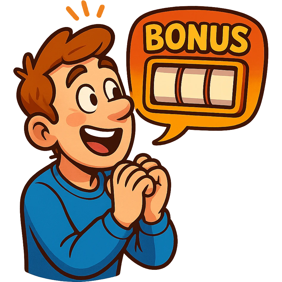 a person eagerly waiting for a bonus slot, anticipation, hopeful expression, cartoon style, vibrant colors emoji