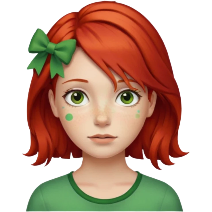  girl with red hair and green color hairclip emoji