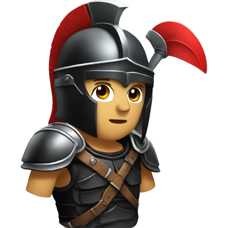 Fantasy spartan warrior male wearing detailed black armor with a red plumed helmet
 emoji