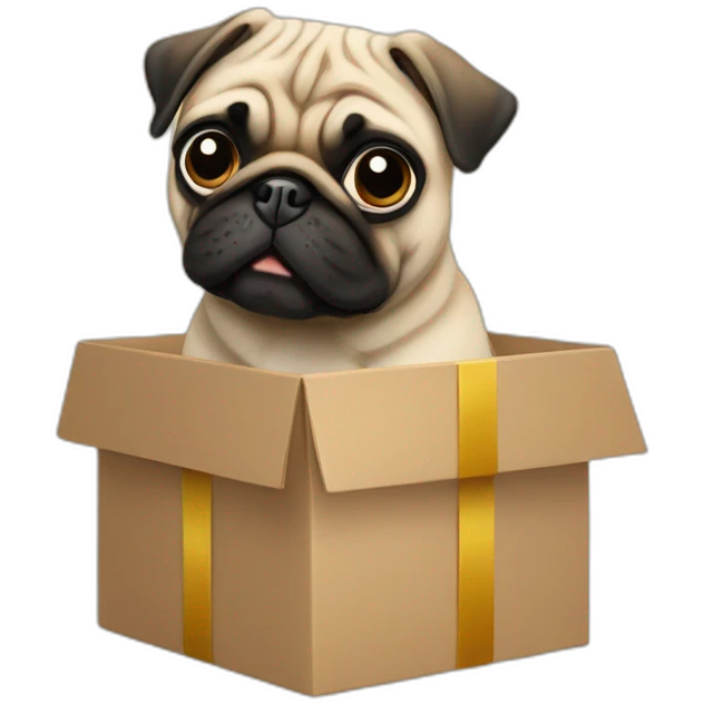 pug from gift box emoji
