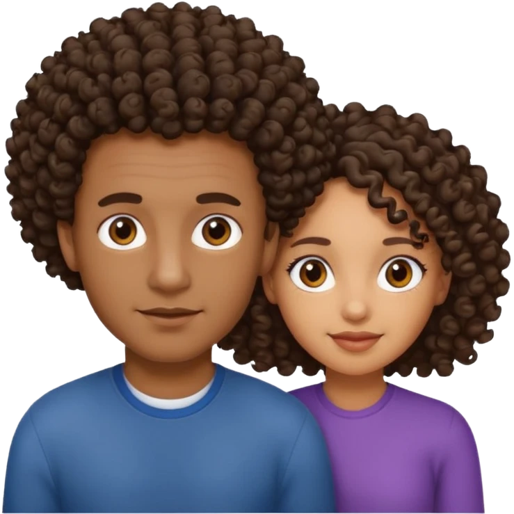 grand frère noir et sœur métisse cheveux bouclés emoji