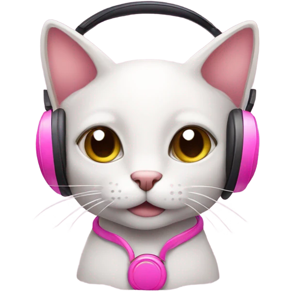 Cute cat pink headphones emoji