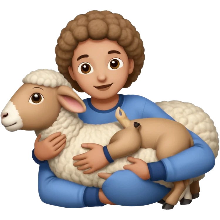 person clinging to belly of sheep emoji
