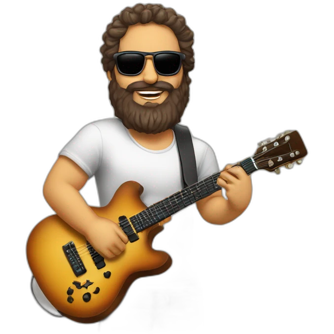 Adulto de poco pelo barba y gafas tocando la guitarra eléctrica emoji