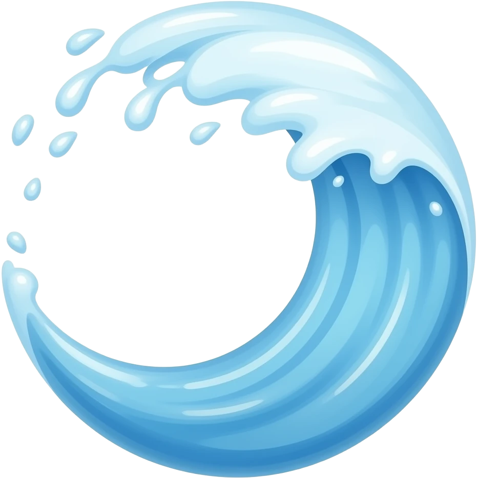 wave of magical water turning right emoji