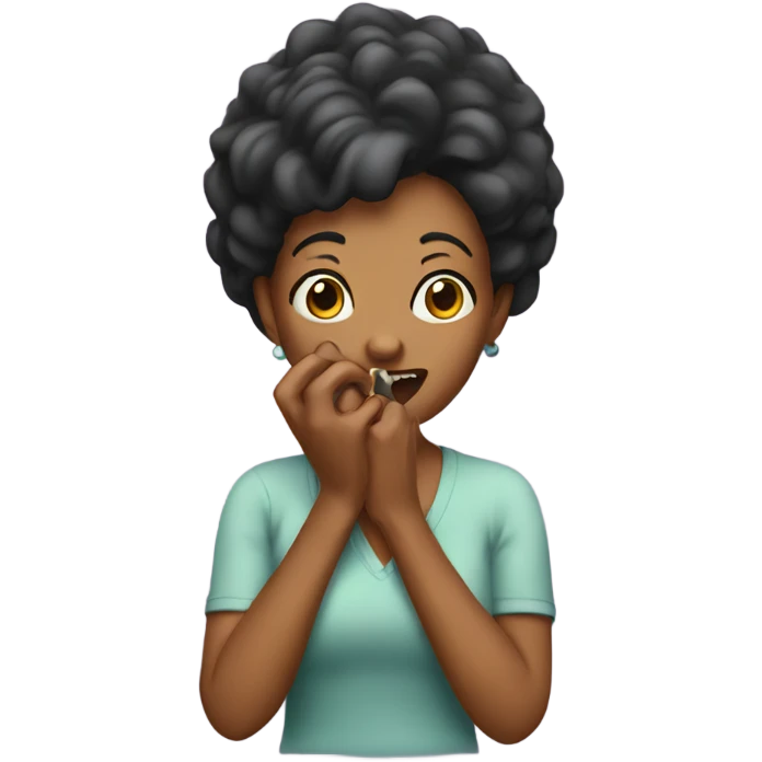 Lady Biting hand  emoji