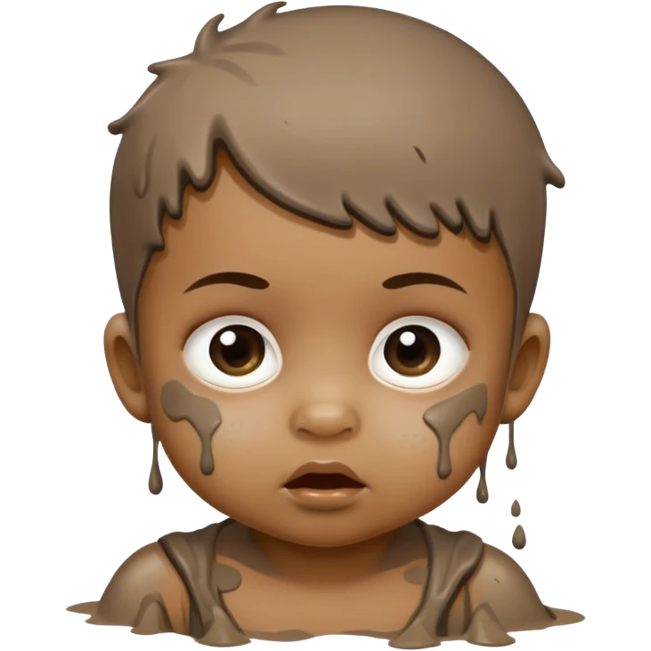 dirty baby with mud on face looking sneaky mischievous emoji