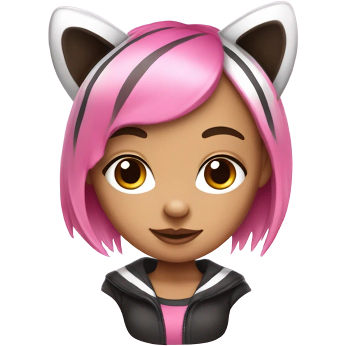 Spooky Punk Style White Girl with pink hair in funky raccoon costume emoji