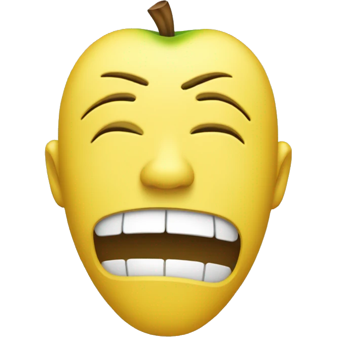 Sad face pulling off mask of happy face in Apple yellow emoji style emoji