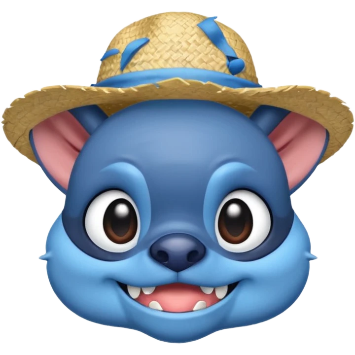 stitch qui porte un chapeau de luffy emoji