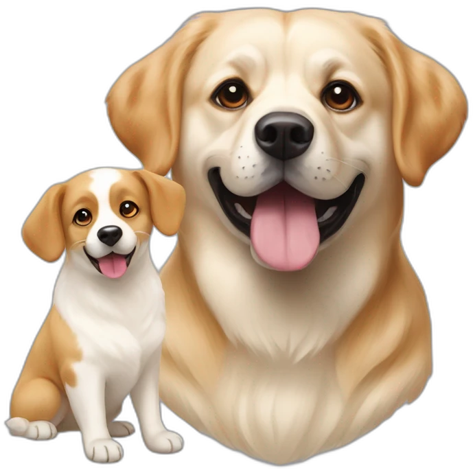 big white labrador and ginger pekingese corgi emoji