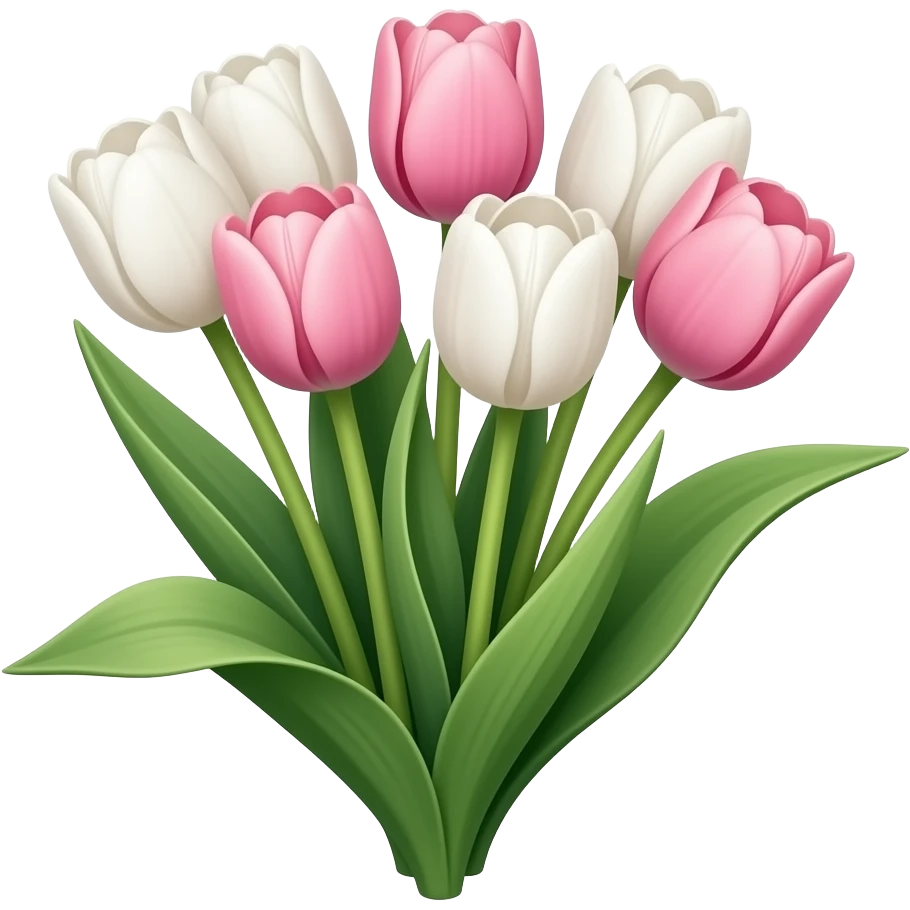 tulips white and pink emoji