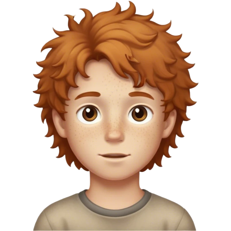 Boy with freckles and light brown fluffy hair emoji