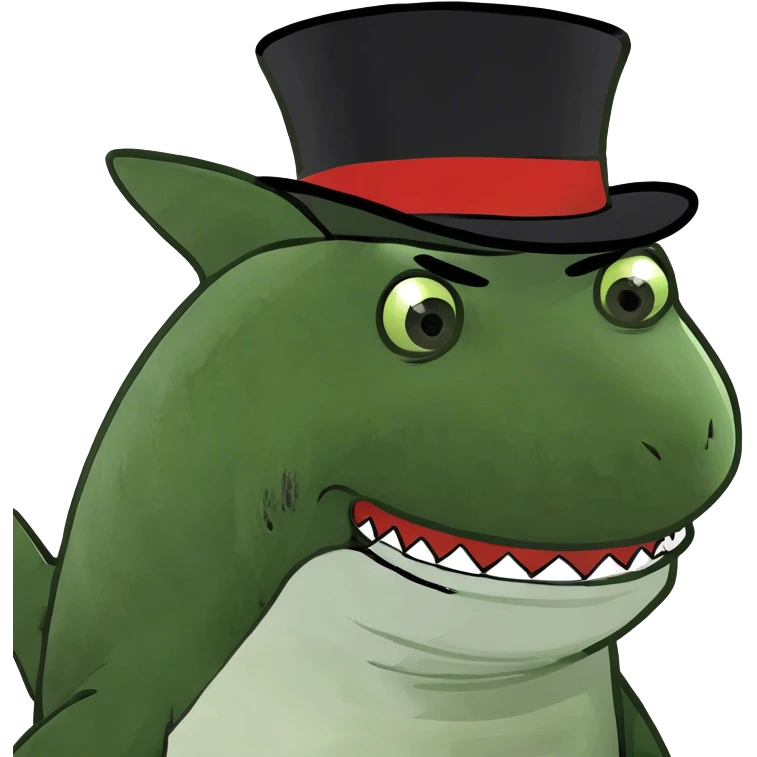Shark with a top hat emoji