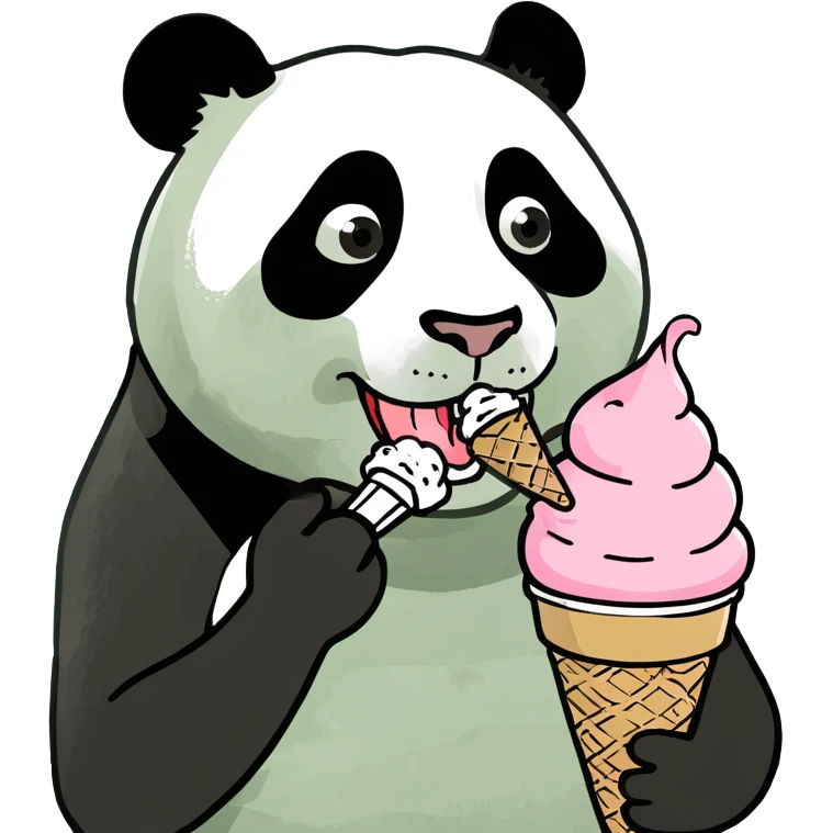 Panda eating ice cream emoji