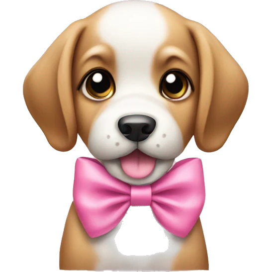 Cute puppy with pink bow emoji