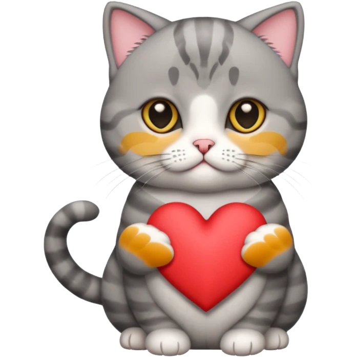 Scottish fold grey with heart emoji