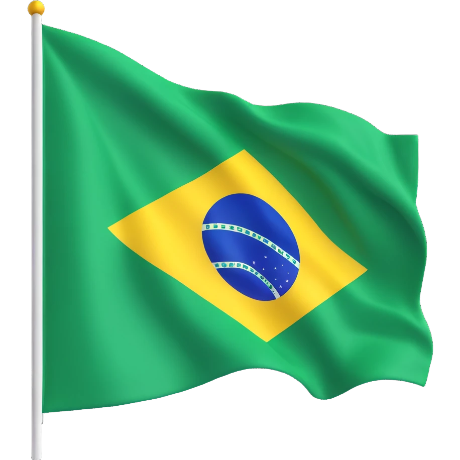 the Brazilian flag in motion, realistic folds, 3D emoji style emoji