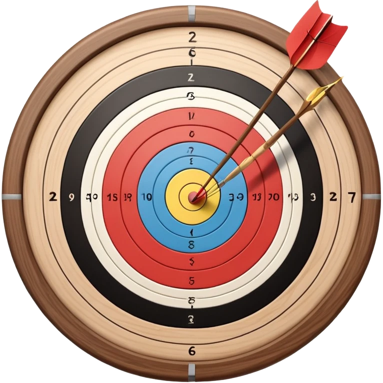 A close-up of a bowstring pulled taut with an arrow aimed at a target. The target's concentric rings are visible in the background, highlighting the focus and precision required for archery. The scene captures the grace and concentration of the sport. emoji