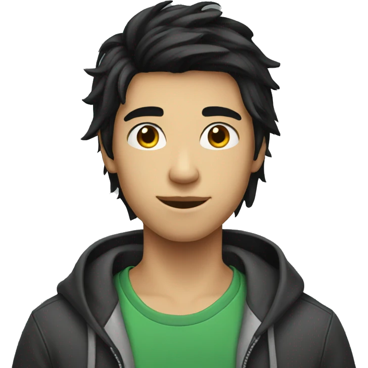 Long black hair teenager boy emoji