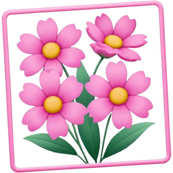 Polaroid photo of pink flowers emoji