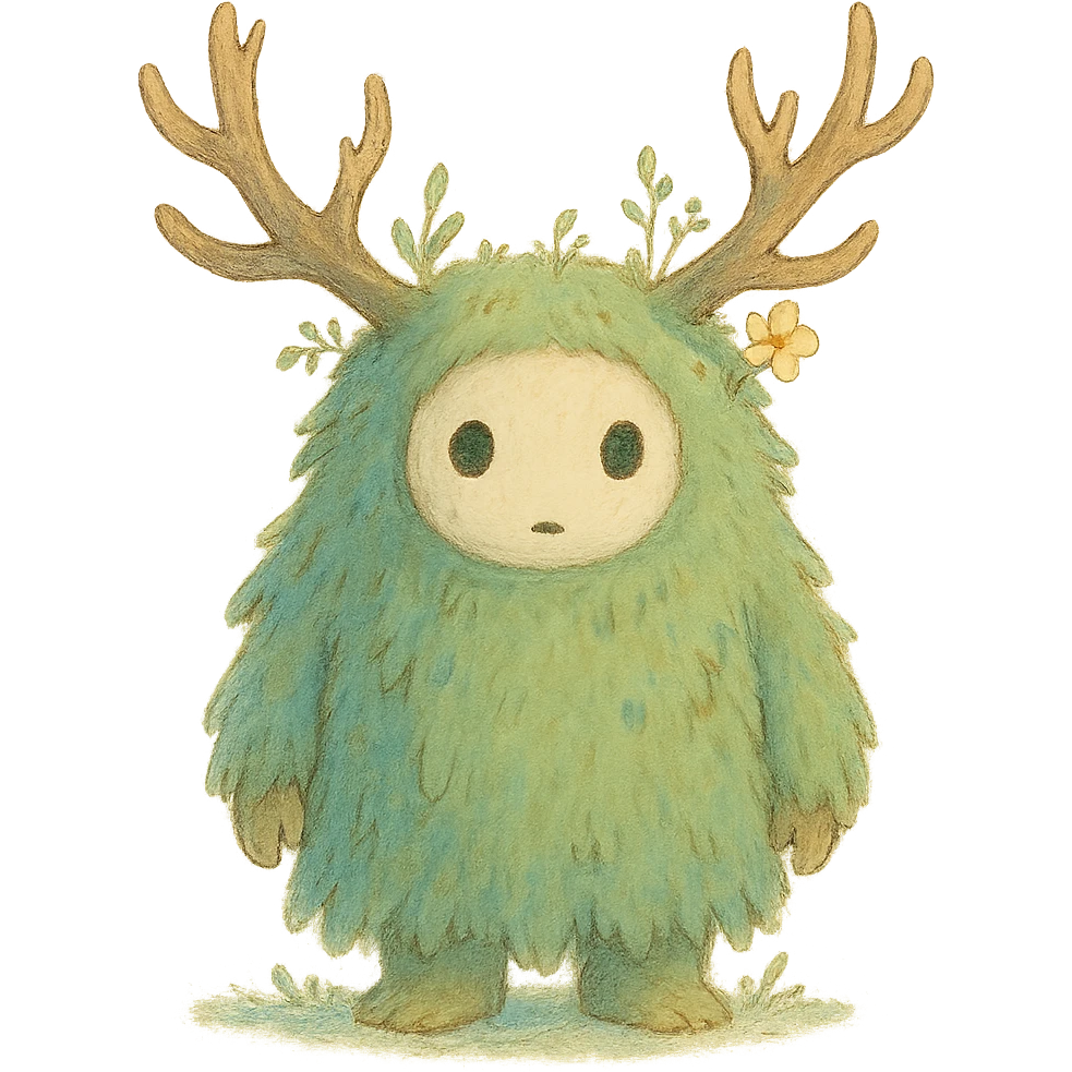 forest spirit character in ghibli style with soft colors and whimsical atmosphere emoji