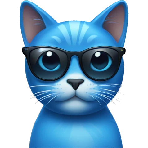 Blue cat with sunglasses emoji