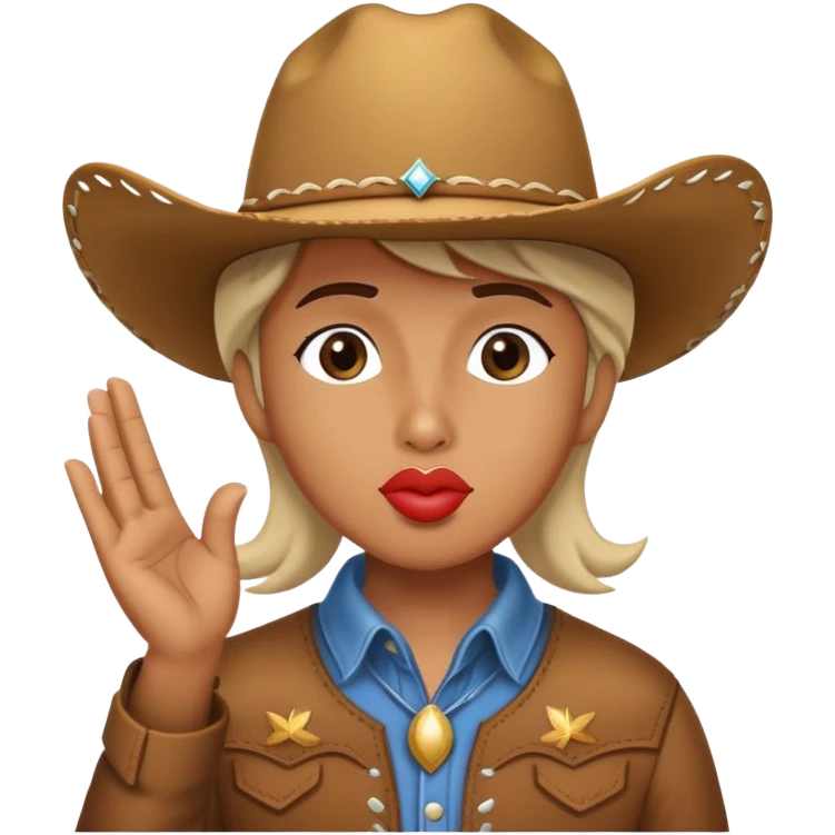 Blow kisses wearing cowboy hat  emoji