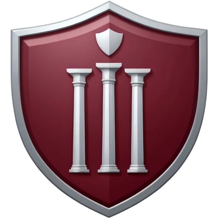

"A modern shield-shaped logo divided into maroon and grey quarters, featuring three upward-pointing white pillars or beams with circular dots at the top, symbolizing strength, protection, and unity."
(Bangalore Trilife hospital logo)
 emoji