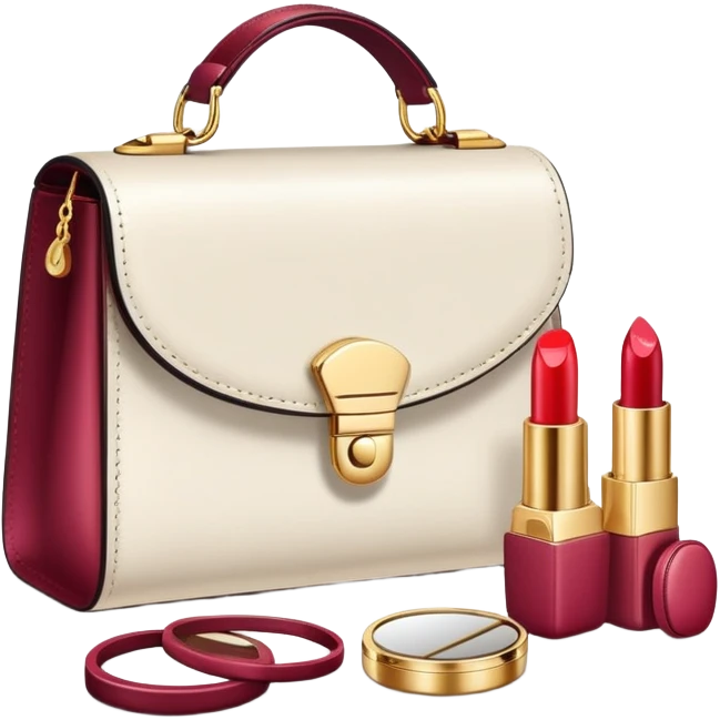 stylish handbag with accessories emoji