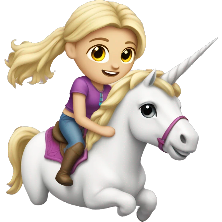 Blonde haired girl riding a unicorn  emoji