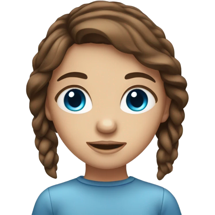 girl with brown hair and blue eze emoji