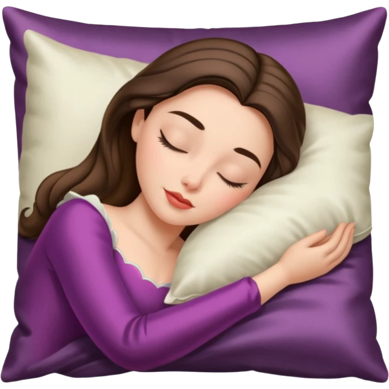 sleeping beauty brunette white girl with a silk pillow emoji